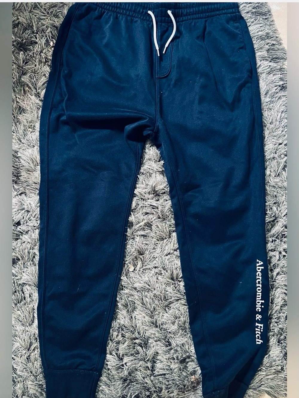 Vtg Abercrombie & Fitch Deep Navy Blue Drawstring Joggers Lounge Wear Unisex
